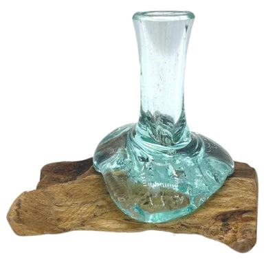 Natural Ecological Wooden Glass Small Flower Vase.