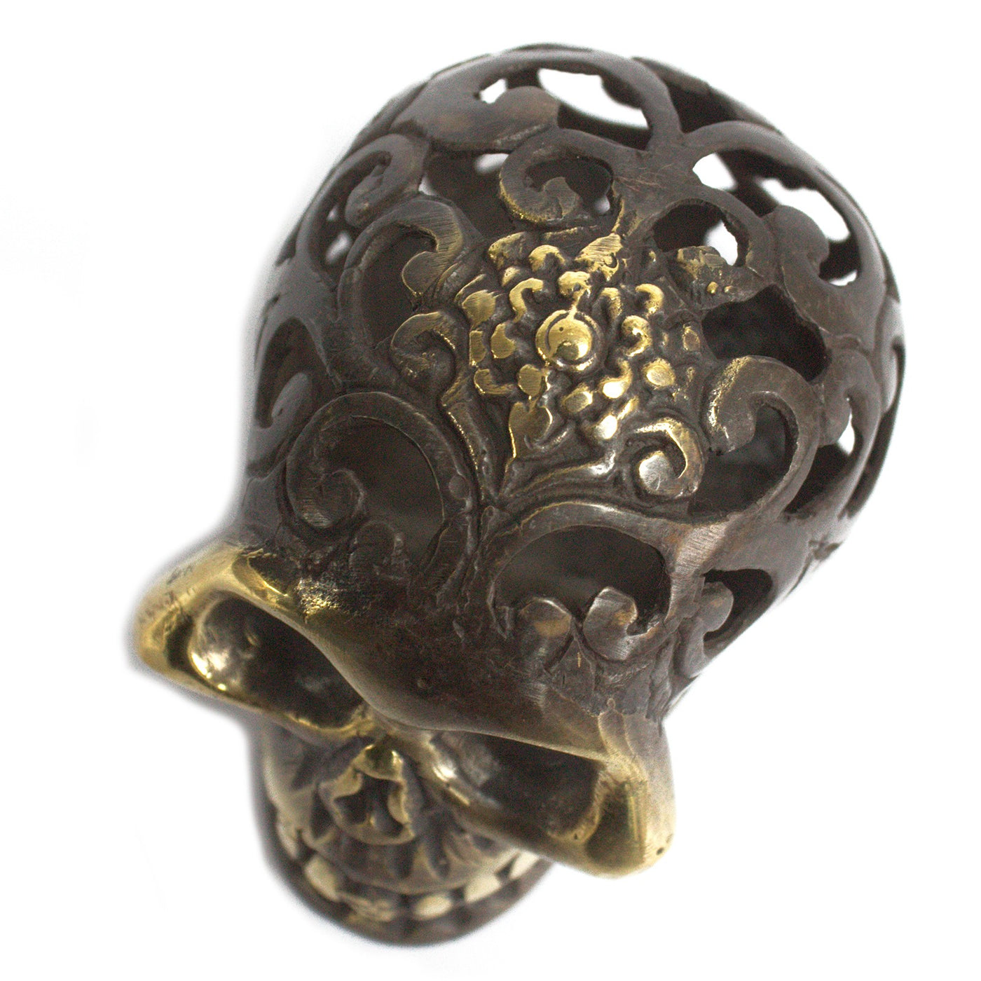 Gold Brass Fengshui Vintage Skull Head Ornament.