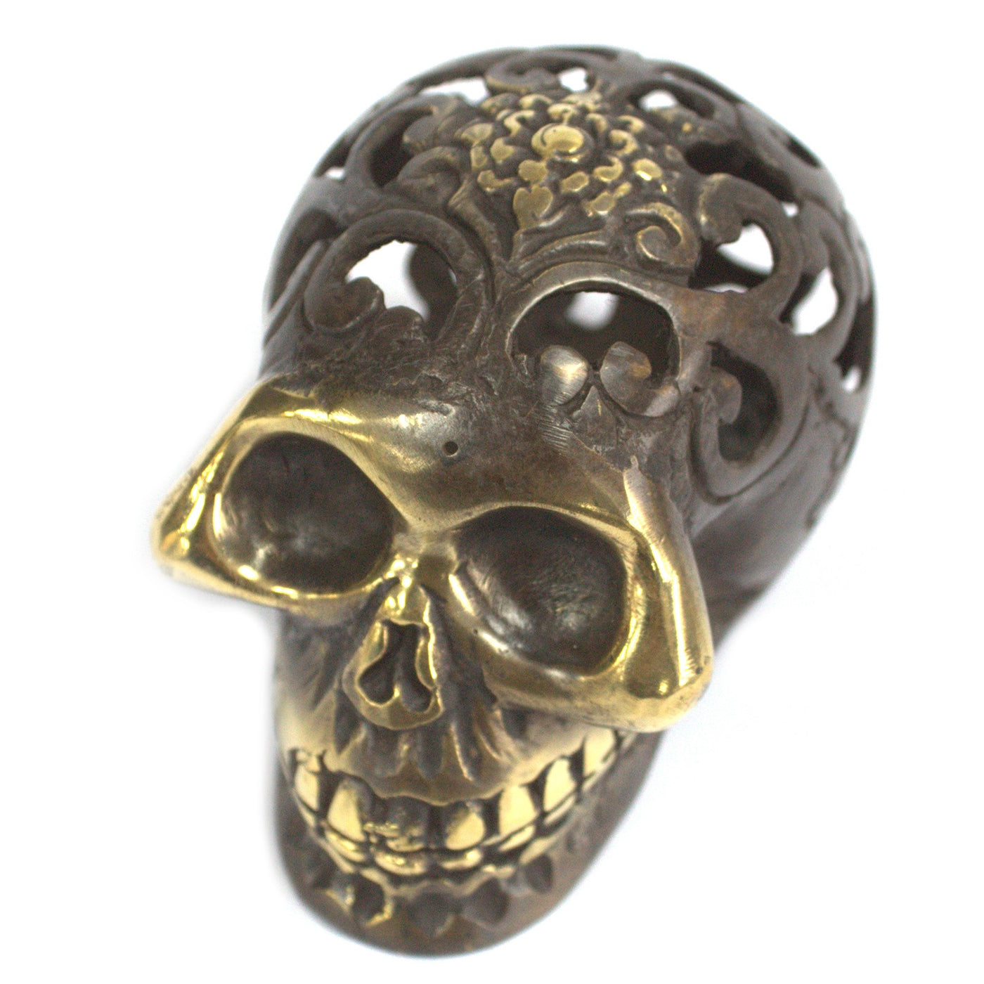 Gold Brass Fengshui Vintage Skull Head Ornament.