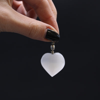 Selenite Heart Pendant.