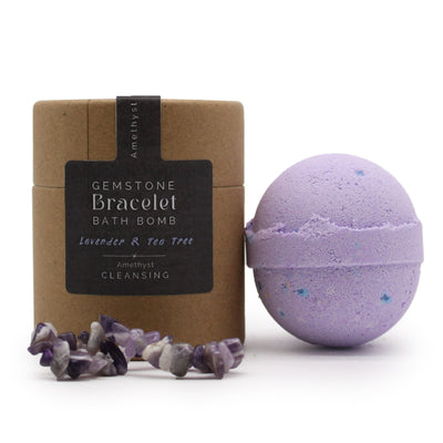 Bath Bomb Gift With Amethyst Gemstone Bracelet. 