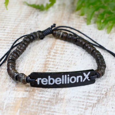 Set Of 6 Multicolour Unisex Coconut Wood Slogan Beaded Bracelets Rebellion-X