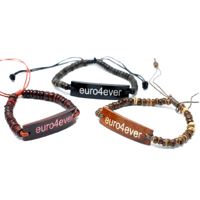 Set Of 6 Multicolour Unisex Coconut Wood Slogan Beaded Bracelets Euro4Ever