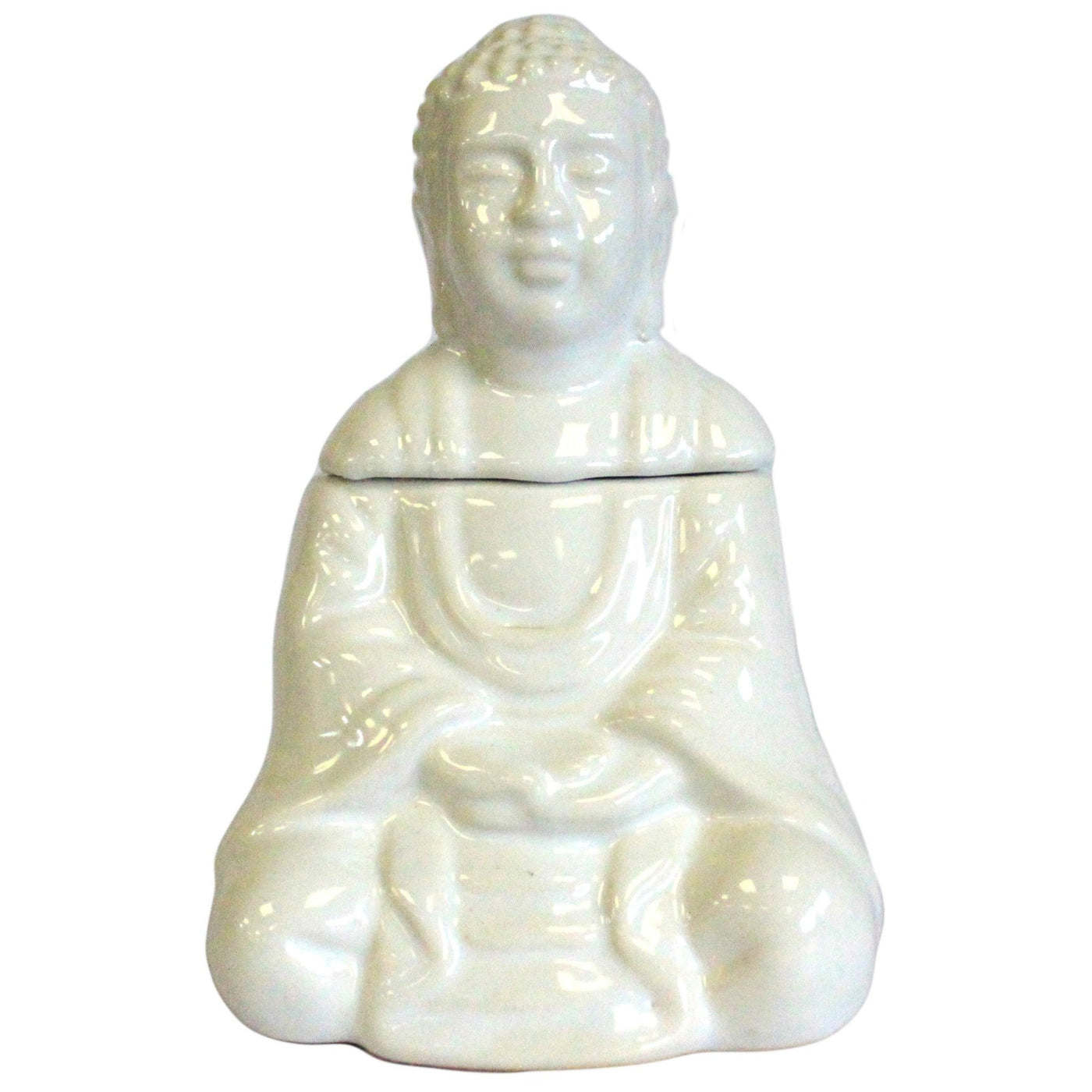 White Glazed Sitting Buddha Oil Burner.