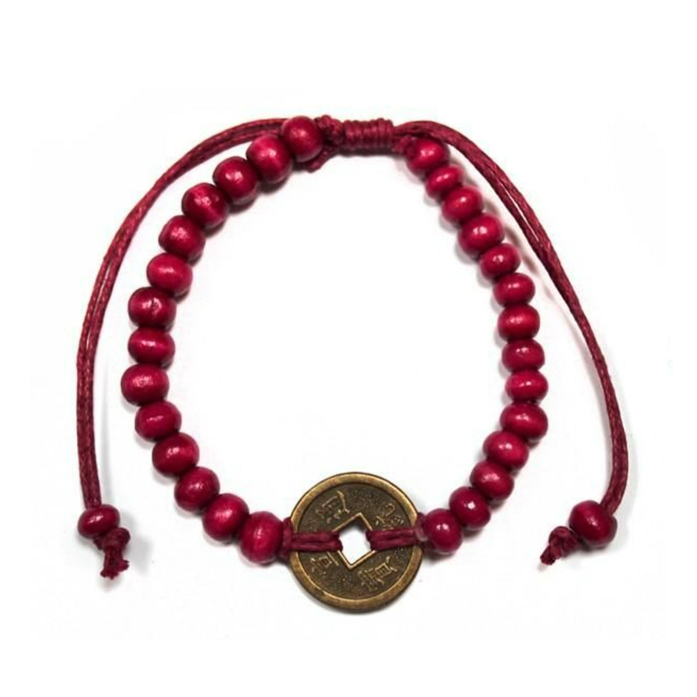 Unisex Red Good Luck Coin Of Fortune Feng-Shui Bracelets.
