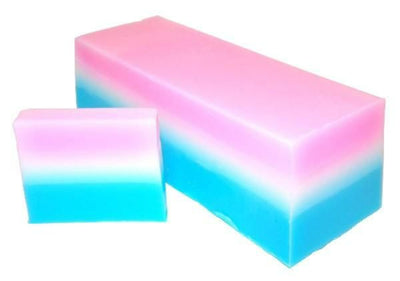 Pink-Blue Baby Powder Hand Made Fragranced Soap Loaf And Slices.