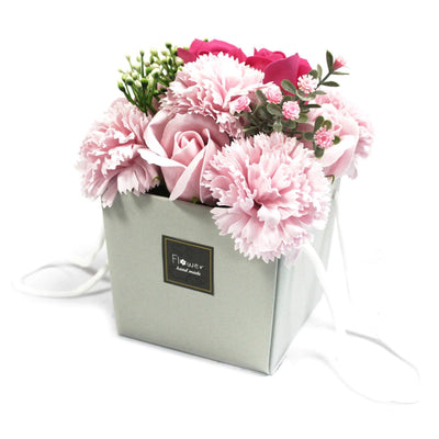 Body Bath Soap Flower Gift Bouquet In Box - Pink Rose & Carnation