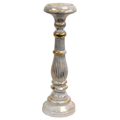 Wooden Vintage White Gold Candle Holders.