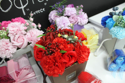 Body Bath Soap Flower Gift Bouquet In Box - Pink Rose & Carnation