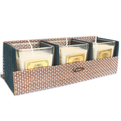 Triple Bamboo Storage Box For Candles And Gifts.