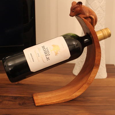 Suar Wood Mouse Balance Wine Holder.