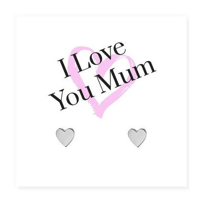 I love You Mum - Painted Heart Hypoallergenic Earrings And Message Card.