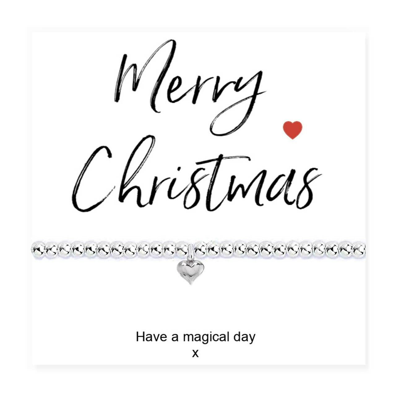 Mini Silver Plated Heart Women's Bracelet With Merry Christmas Message Card.
