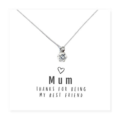 Mum Thanks For Being My Best Friend - Cubic Zirconia Necklace With Message Card.