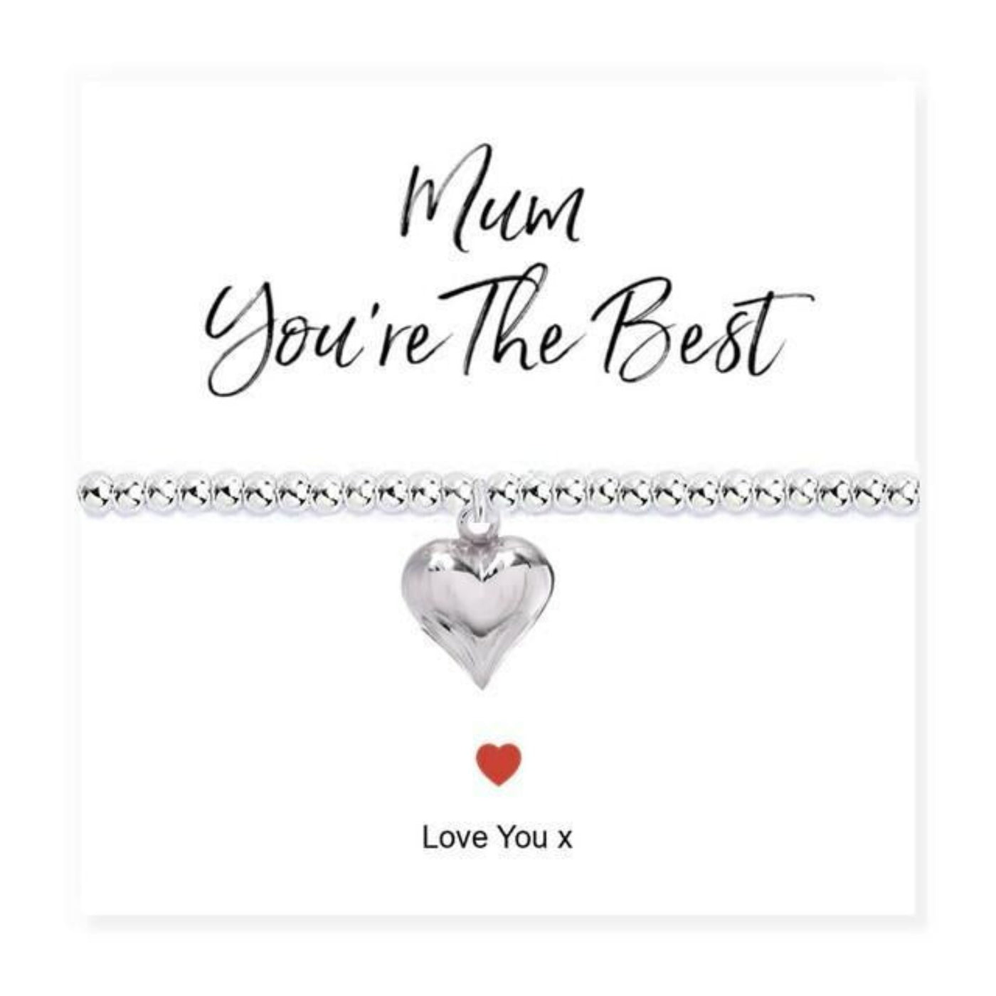 Mum You're The Best - Silver Plated Stretch Beaded Bracelet And Message Card.
