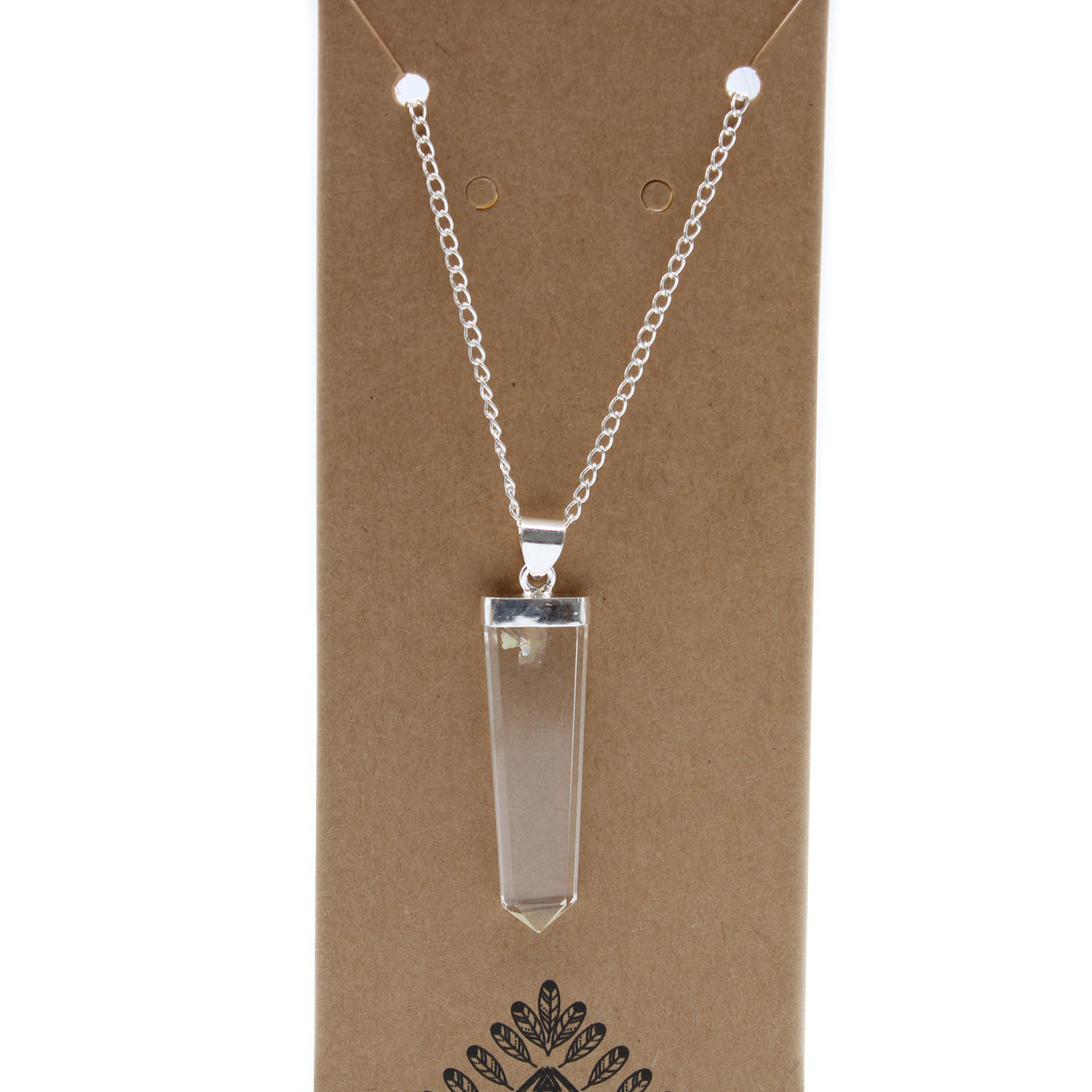 Indian Rock Quartz Flat Pencil Shaped Gemstone Chain Pendant Jewellery.