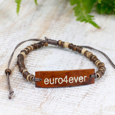 Set Of 6 Multicolour Unisex Coconut Wood Slogan Beaded Bracelets Euro4Ever 