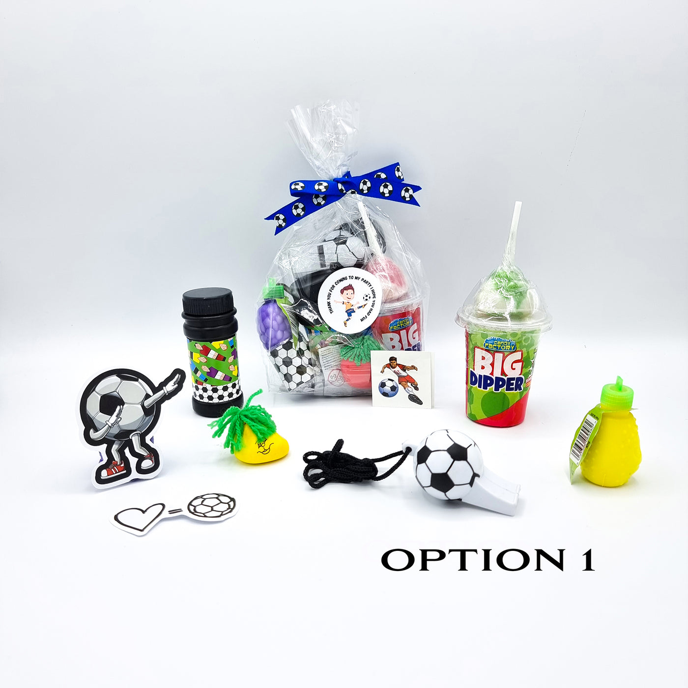 Pre-filled Football Party Bags For Children With Sweets And Toys. Football Party Favours. 