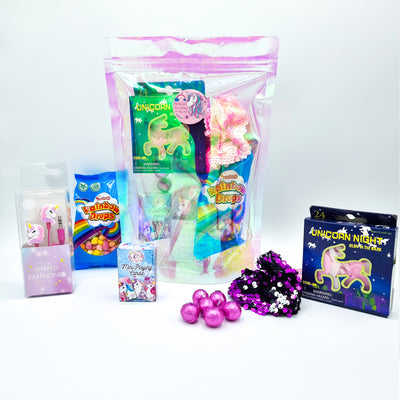 Pre Filled Unicorn Birthday Party Goody Bags With Toys And Sweets, Party Favours For Girls.