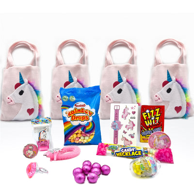 Pre Filled Rainbow Unicorn Party Bags, Party Favours For Girls With Novelty Toys, And Sweets.