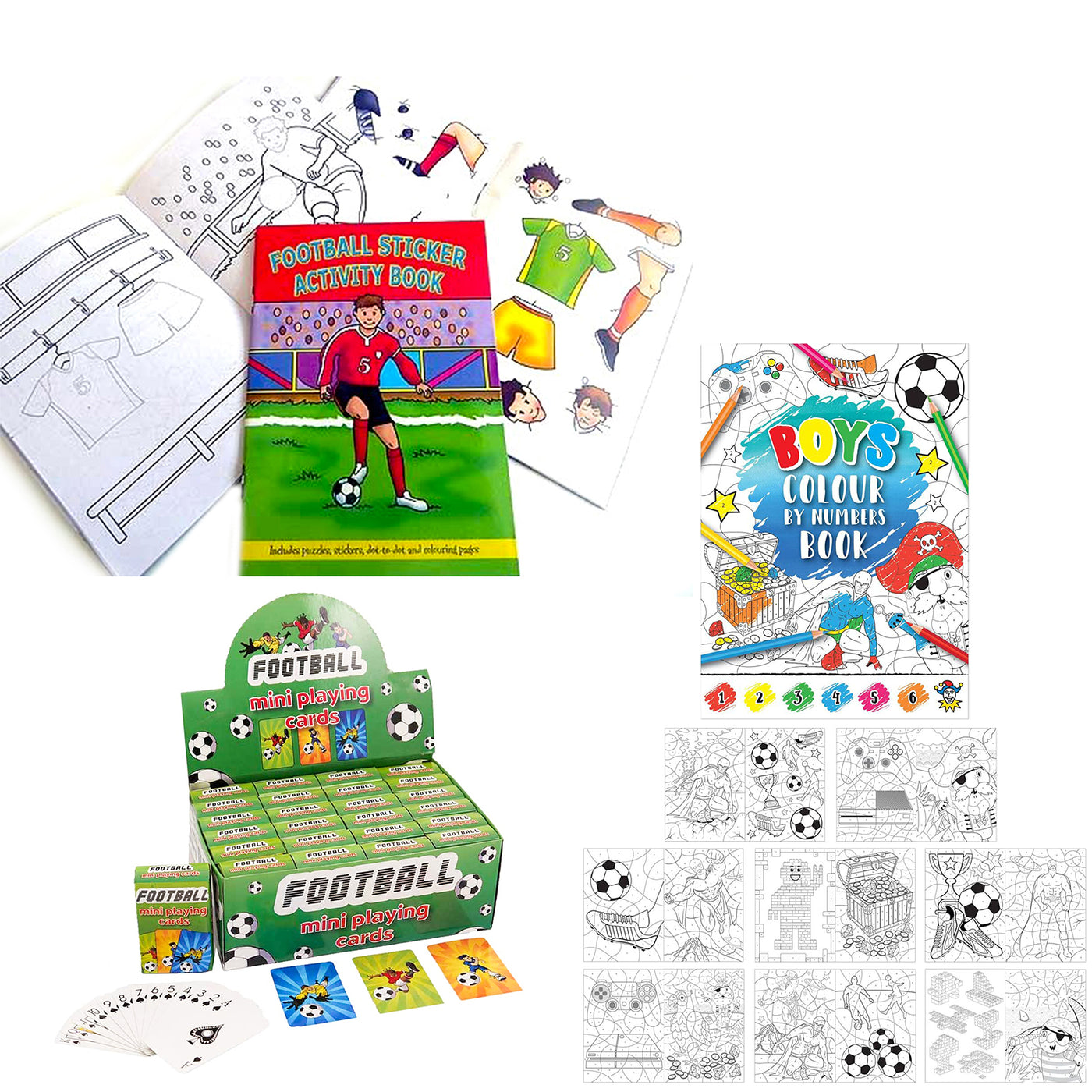 Pre Filled Football Party Bags With Toys, Sweets, And Activity Books.