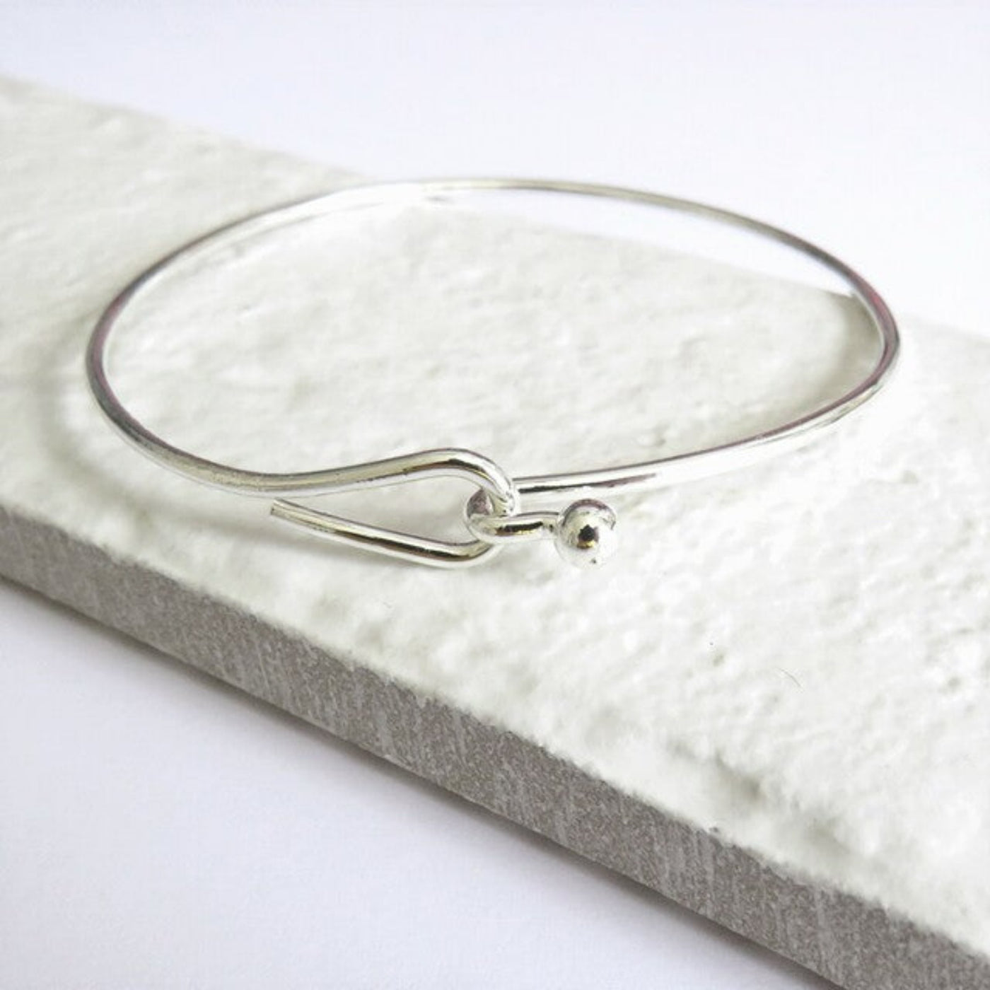 Women's Silver Plated Hoop Cuff Bangle In Gift Box.