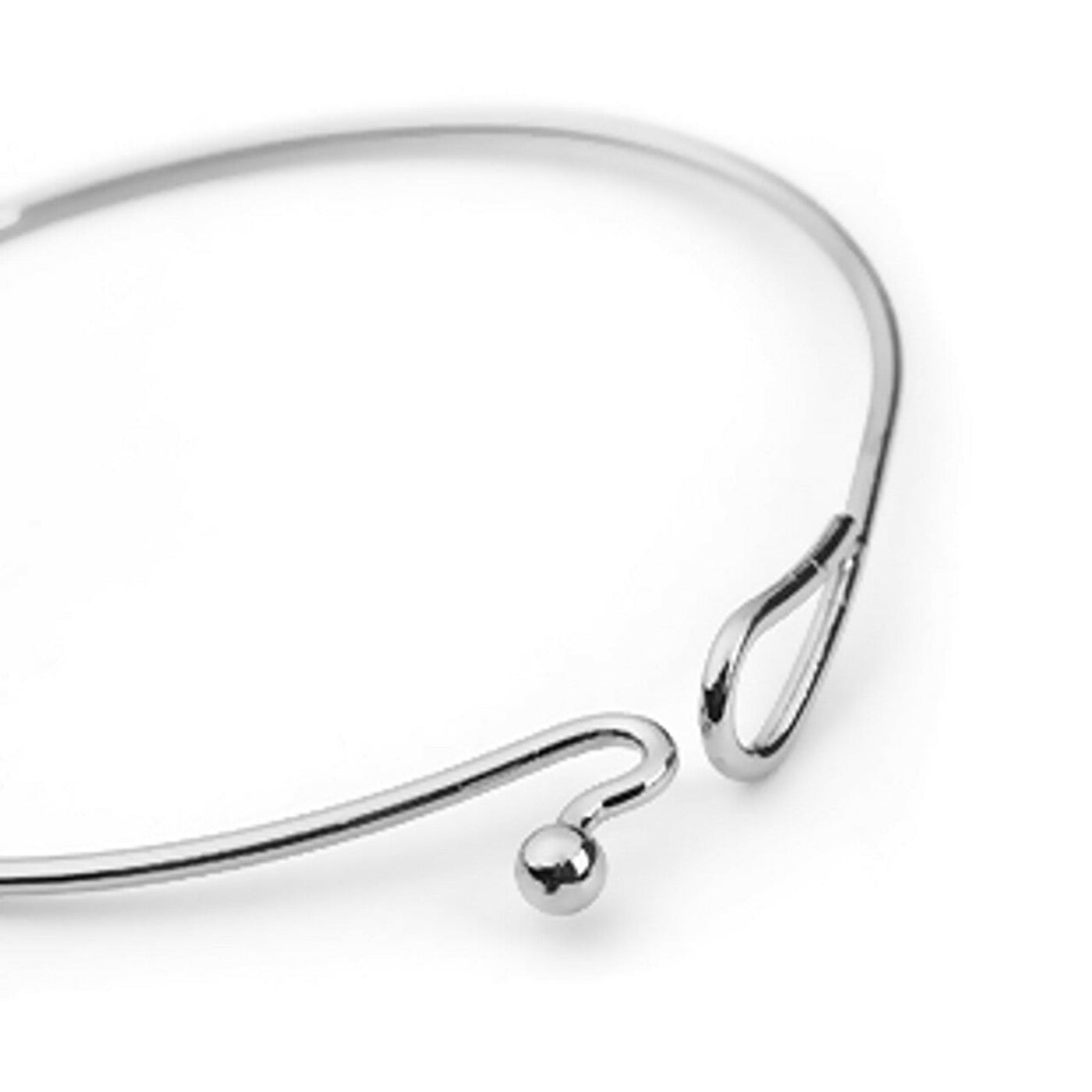 Women's Silver Plated Hoop Cuff Bangle In Gift Box.