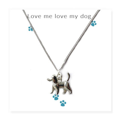 Women's Sterling Silver Necklace On A 'Love Me Love My Dog' Message Card.