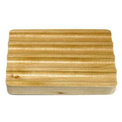 Natural Wood Corrugated Rectangle Soap Dish