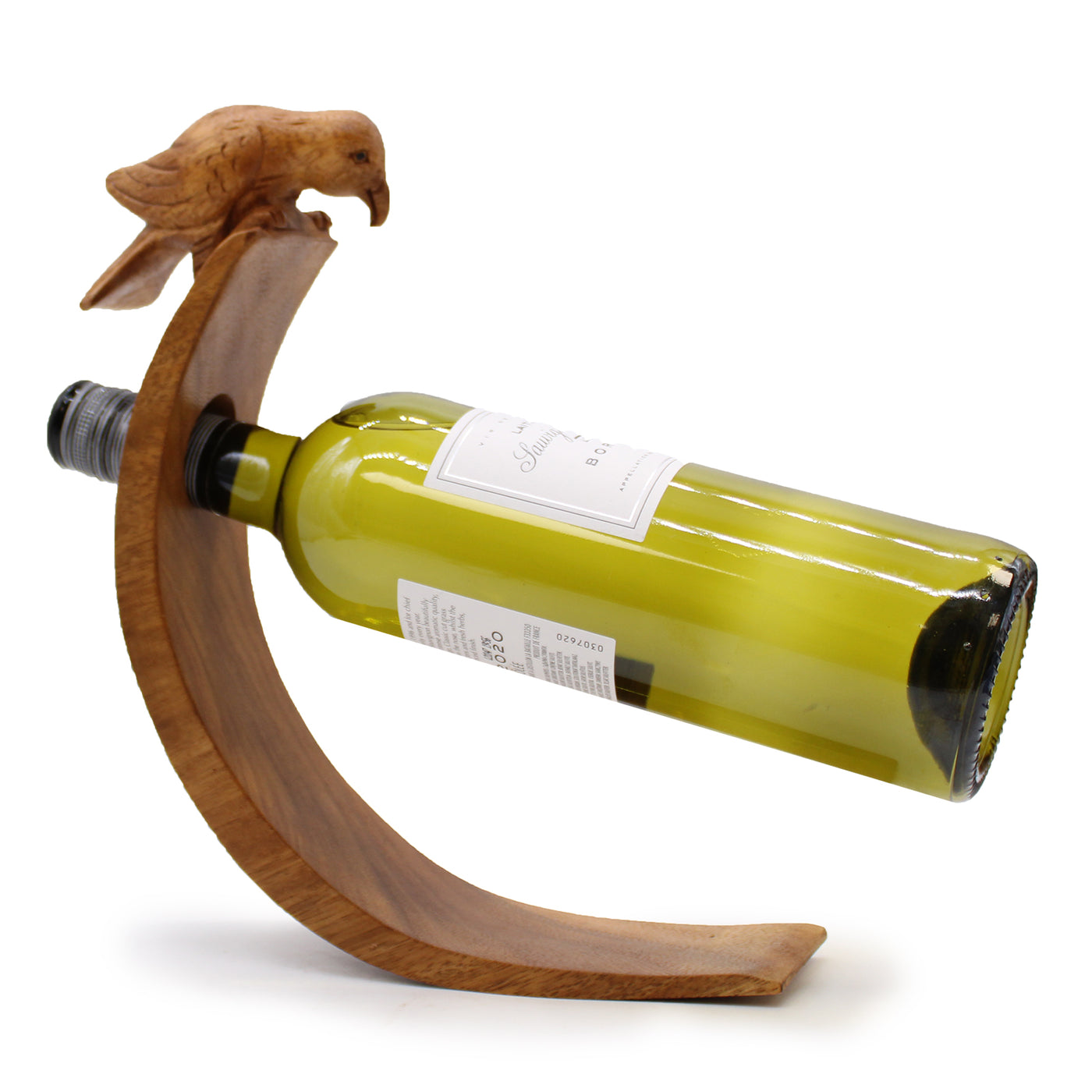 Natural Suar Wood Bird Balance Wine Holder