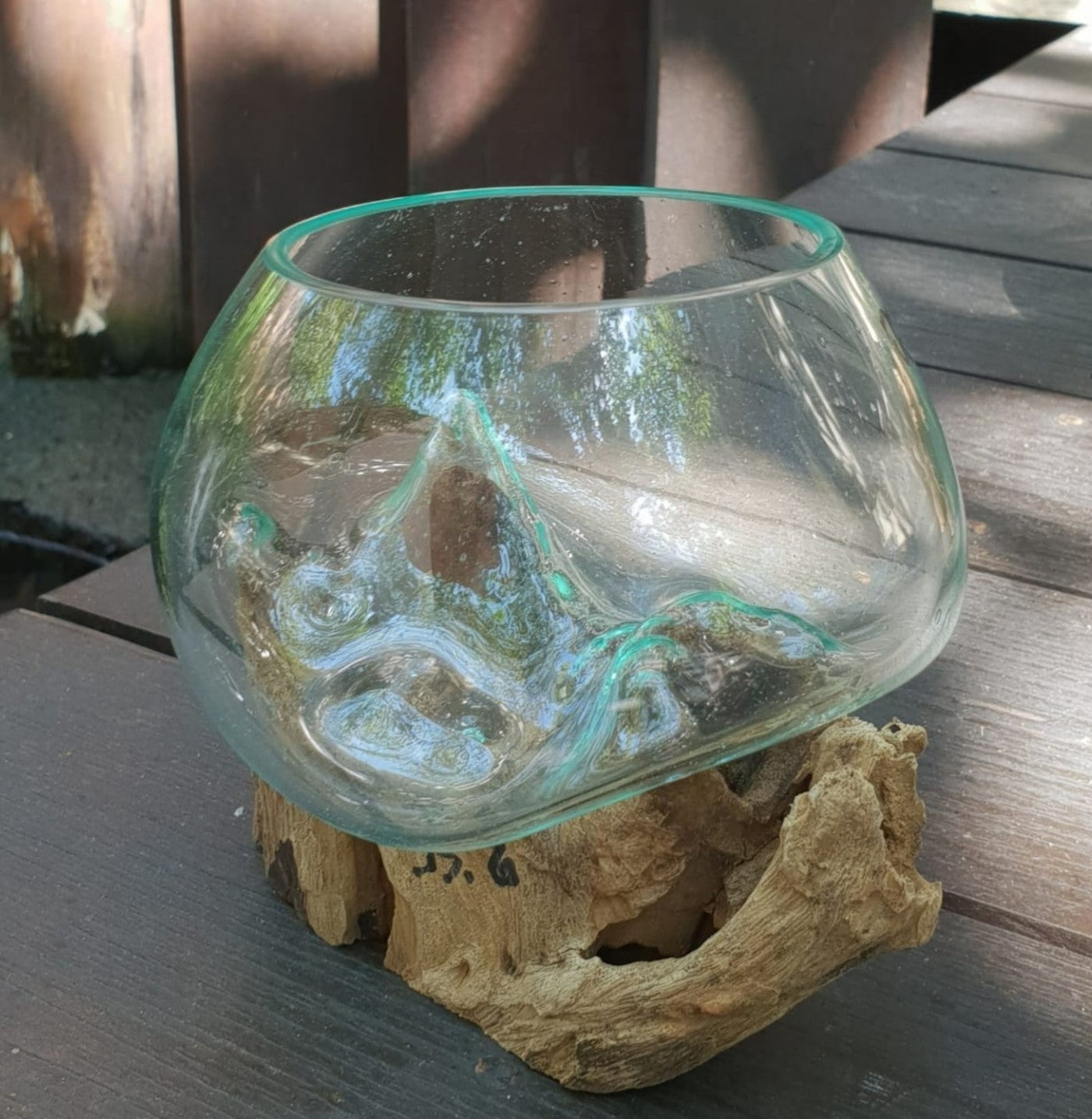 Molten Glass On Gamal Wood Handmade Decorative Small Bowl.
