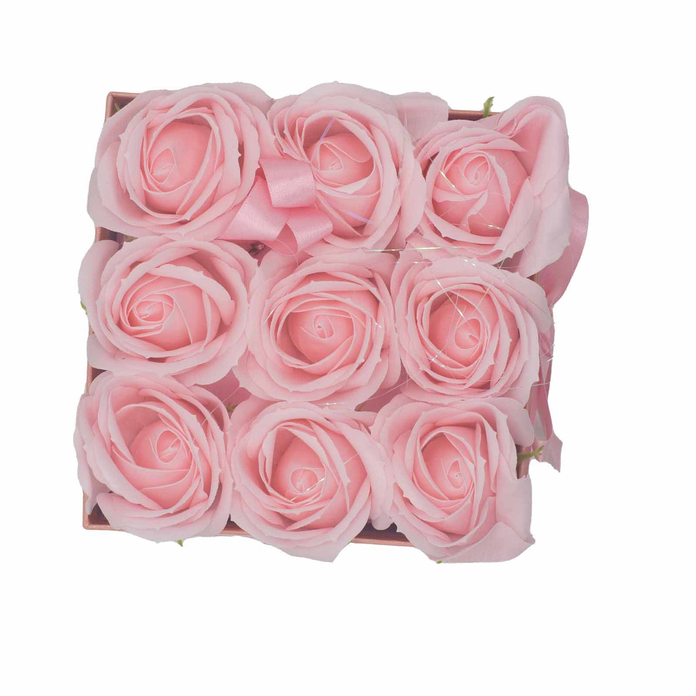 Body Soap Fragranced Flowers Gift Pink Rose Bouquet - 9 Pink Red Roses In Gift Box.