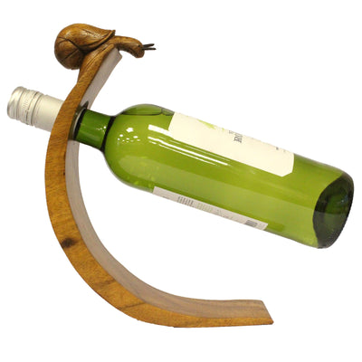Suar Wood Snail Balance Wine Holder.