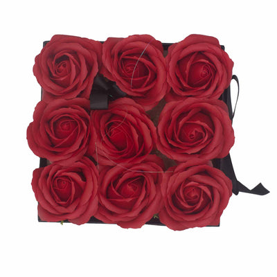 Body Soap Fragranced Flowers Gift Rose Bouquet - 9 Red Roses In Gift Box.
