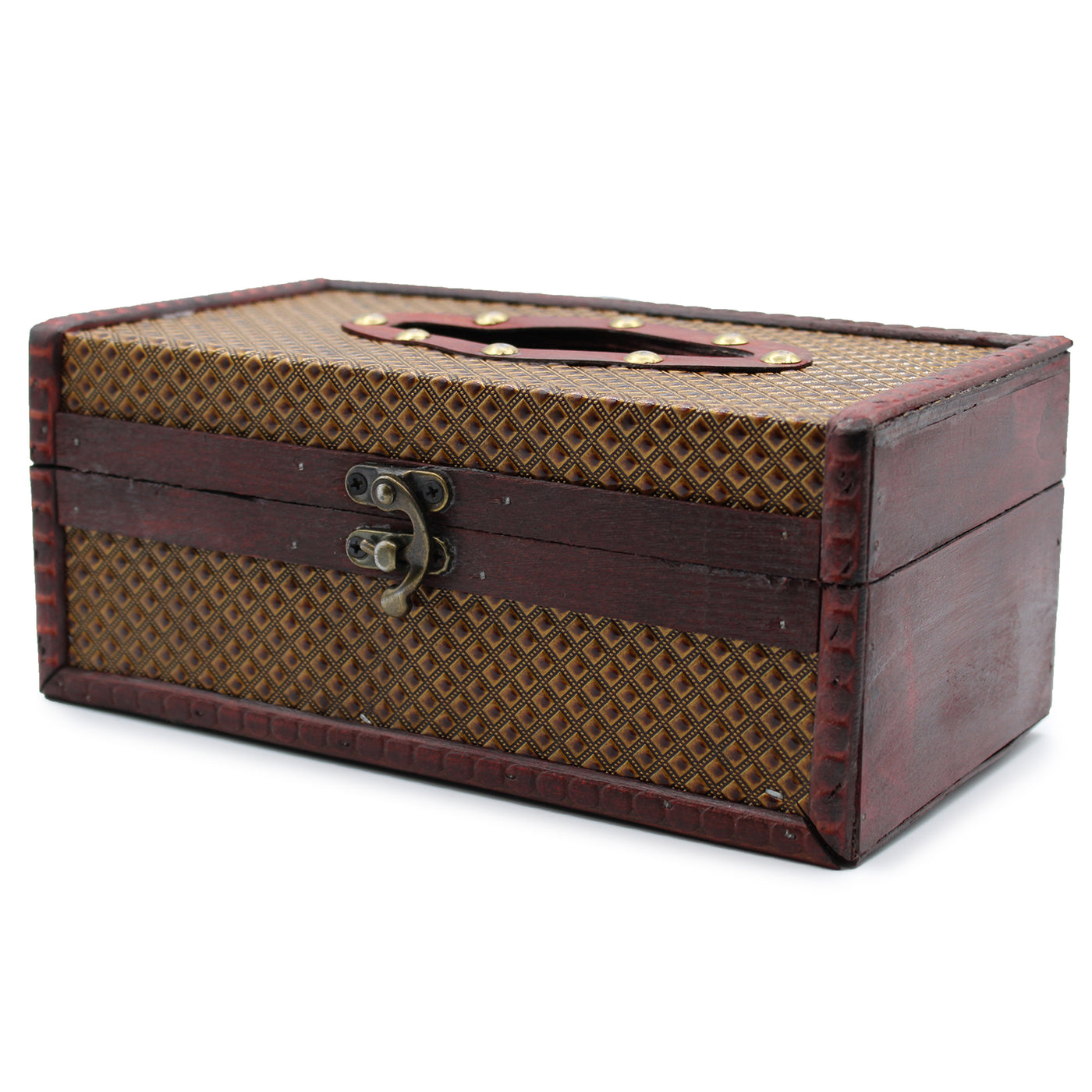 Large Antique Look Colonial Trunk Style Tissue Box.