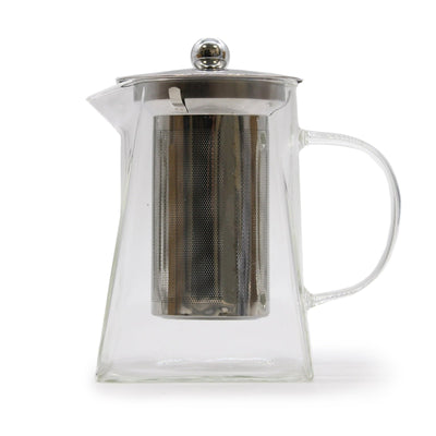 Tower Shaped Stainless Steel Glass Infuser Teapot - 750ml