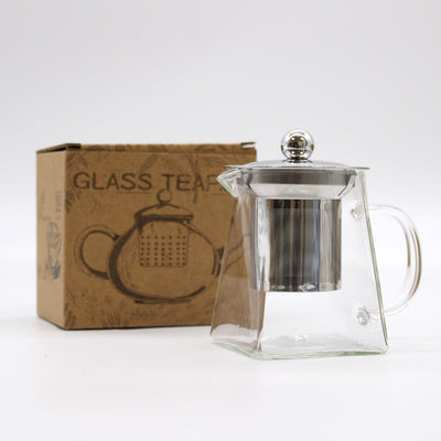 Infuser Tower Shaped Stainless Steel Glass Teapot - 350ml