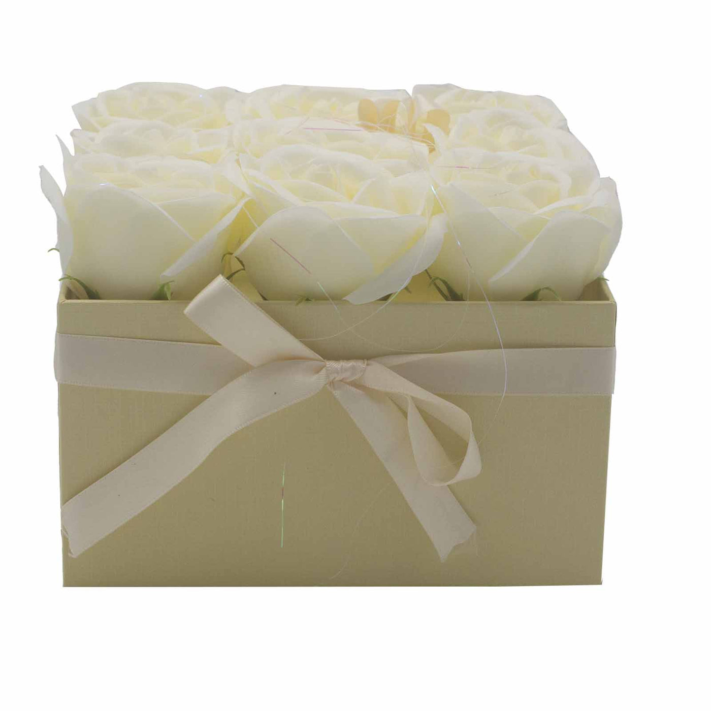 Body Soap Fragranced Flowers Gift Rose Bouquet - 9 Cream Roses In Gift Box.