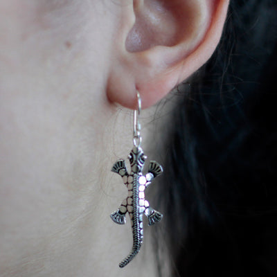 Sterling Silver Lizard Earrings.