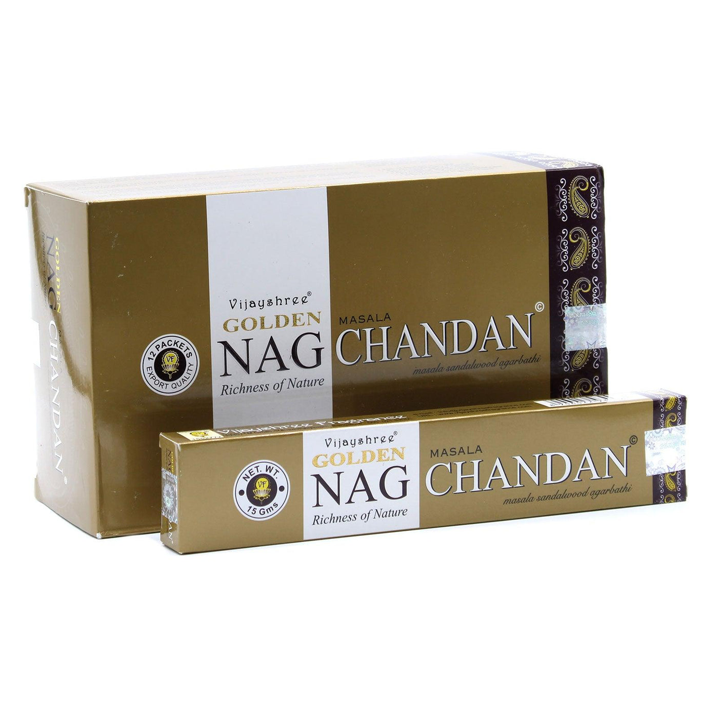 Golden Nag Champa Incense Sticks - Chandan.
