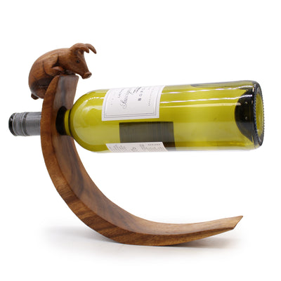 Suar Wood Pig Balance Wine Holder.
