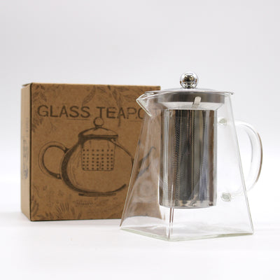 Tower Shaped Stainless Steel Glass Infuser Teapot - 750ml