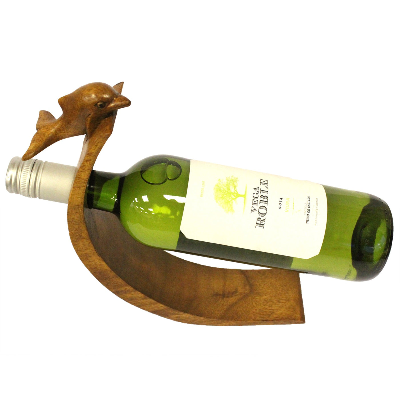 Suar Wood Dolphin Balance Wine Holder.
