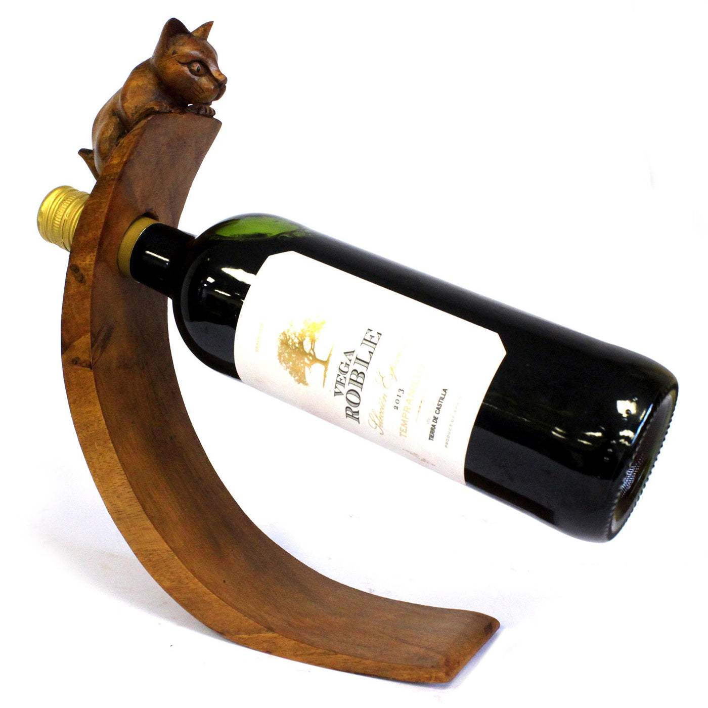 Suar Wood Mouse Balance Wine Holder For One Bottle 