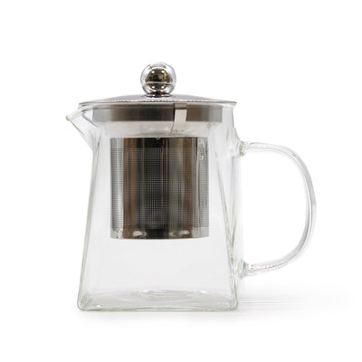 Tower Shaped Stainless Steel Glass Infuser Teapot - 350ml
