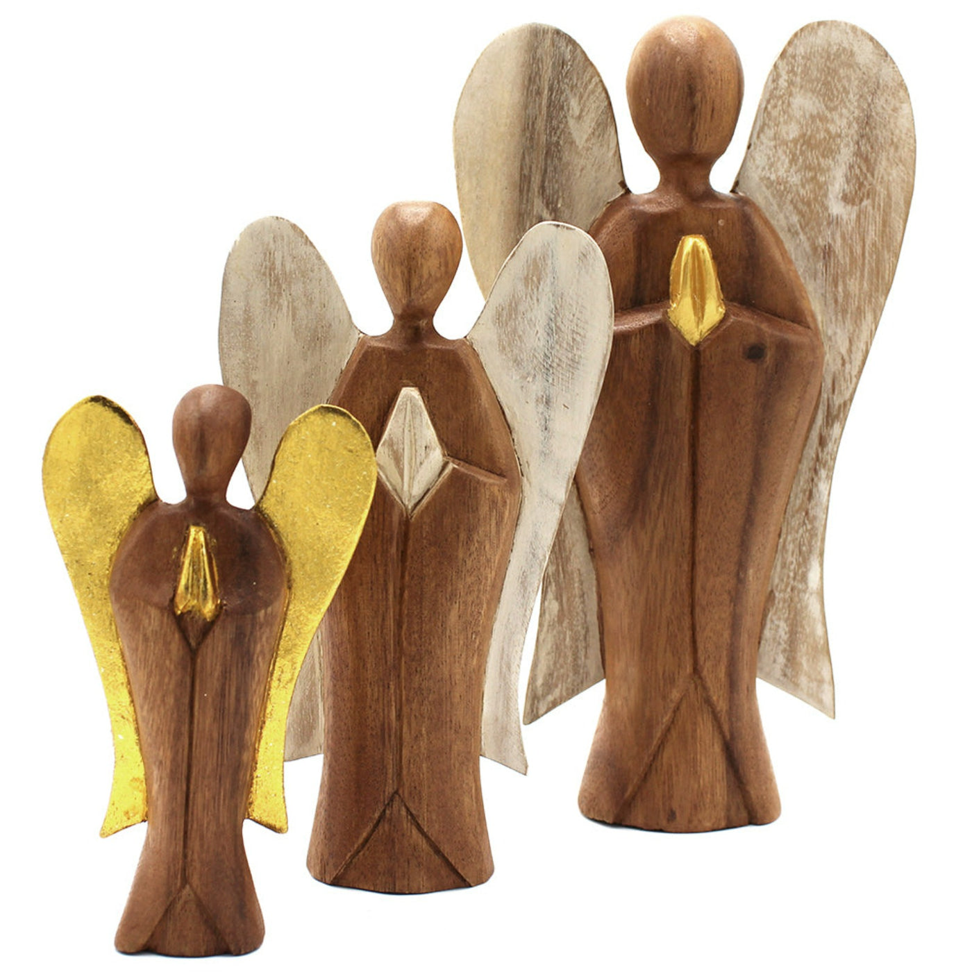 Hati-Hati Handmade Wooden Golden Angel Gift - Joy 15cm.