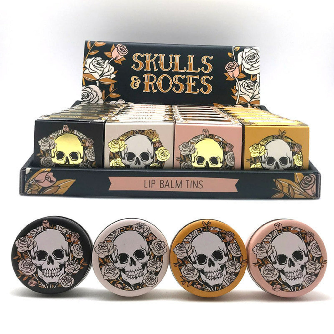 Skull & Roses Lip Balm in a Tin.