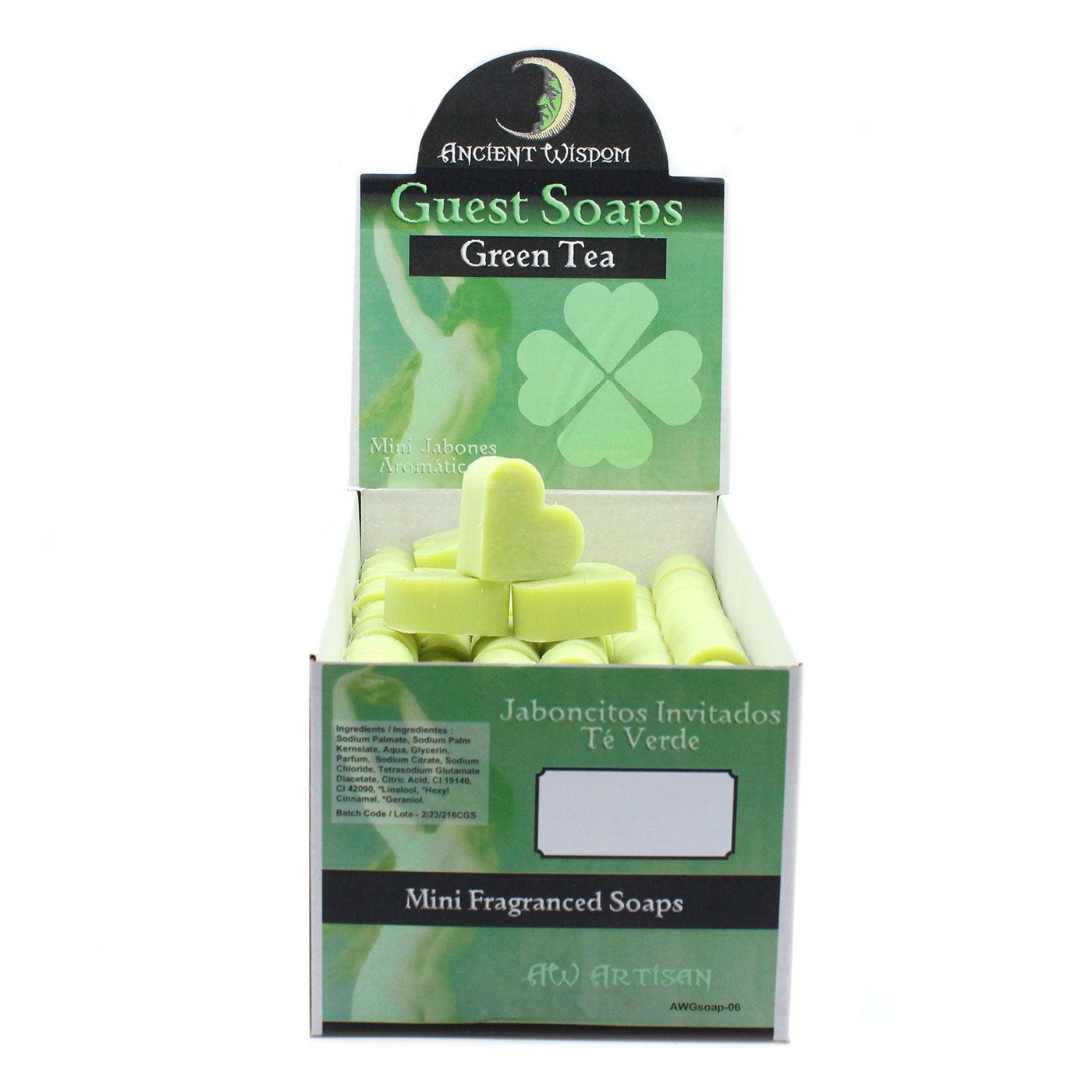 10x Green Heart Shaped Paraben Free Guest Soap - Green Tea.