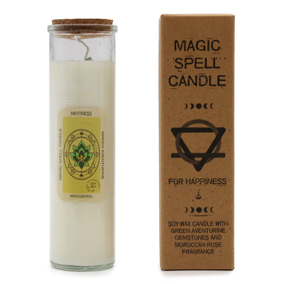Magic Spell Green Aventurine Gemstone Success Fragranced Soy Wax Candles - Moroccan Roll.