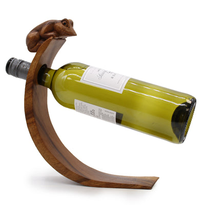 Suar Wood Frog Balance Wine Holder.